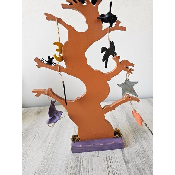 Wooden Halloween tree ornament ghost cat spider decor unique very unique - Picture 8 of 10